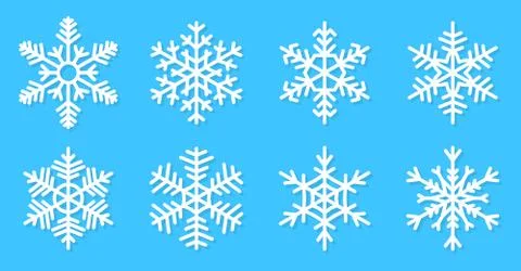 Winter snowflakes flat icon ice crystal vector set Stock Illustration