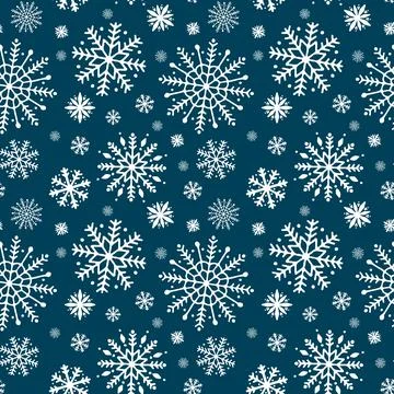 Winter snowflakes seamless pattern. Christmas vector background. Easy to edit Stock Illustration