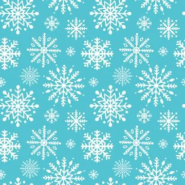 Winter snowflakes seamless pattern. Ice blue vector background. Easy to edit  Stock Illustration
