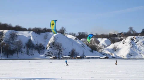 Winter Snowkiting Video stock 28752946