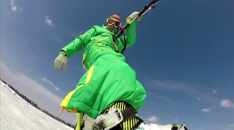 Winter snowkiting  HD Stock Footage 40745692