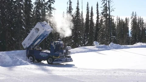Winter Snowmaking Machine at Ski Resort Preparing Slopes Stock Footage 263184870