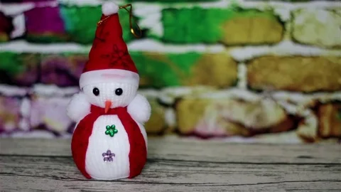 Winter snowman and drawing Stock Footage 70052129