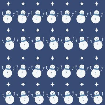 Winter snowman character Pattern background Vector Stock Illustration