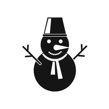 Winter snowman icon, black simple style Stock Illustration
