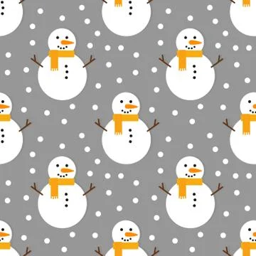 Winter snowman seamless pattern. Vector illustration. Stock Illustration