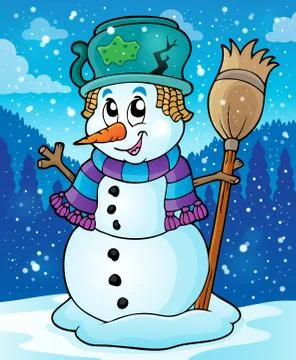 Winter snowman theme image - illustration. Stock-Illustration