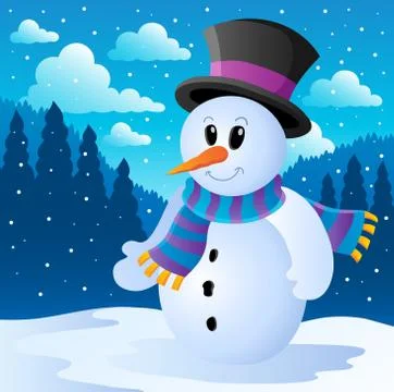 Winter snowman theme image - illustration. Stock Illustration