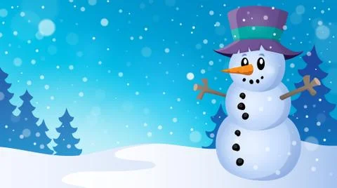 Winter snowman topic image - eps10 vector illustration. Stock Illustration