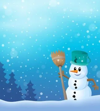 Winter snowman topic image - eps10 vector illustration. Stock Illustration
