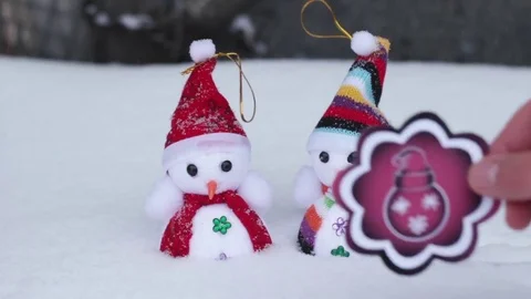 Winter snowmen and ball Stock Footage 70543570