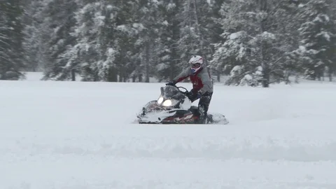 Winter Snowmobile Slomo Jump Medium Stock Footage 72816612