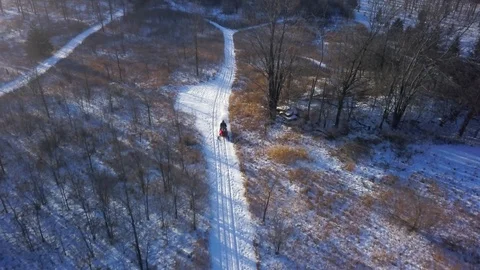 Winter Snowmobile on Trail 動画素材 87047963