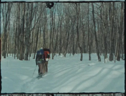 Winter Snowshoe Backpacking Super 8 Stock Footage 221788593