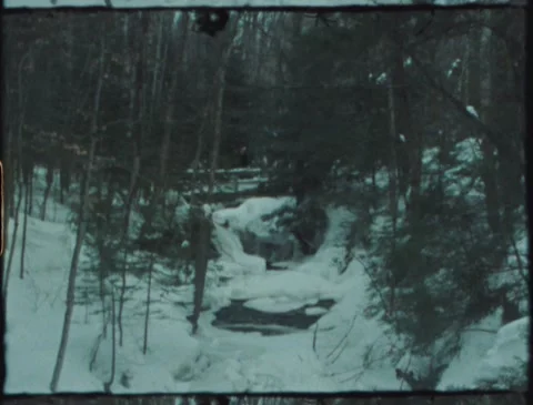Winter Snowshoe Backpacking Super 8 2 Stock Footage 221788596