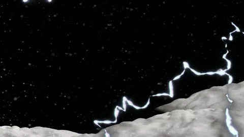 Winter snowstorm falling over snowy landscape at night with bright lightning 库存影片 340941634