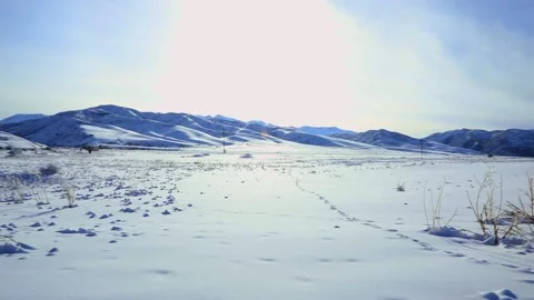 Winter snowy mountains close up Stock Footage 236907197