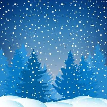 Winter Snowy Night 스톡 일러스트