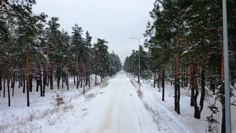 Winter snowy road close up Stock Footage 207490127
