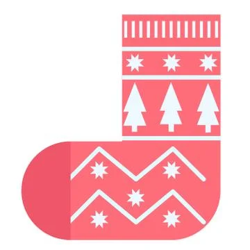 Winter sock flat illustration on white Stock Illustration