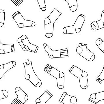 Winter socks. Seamless pattern. Coloring Page. Stock Illustration