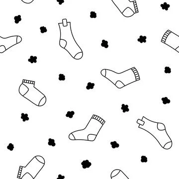 Winter socks. Seamless pattern. Coloring Page. Illustrazione stock