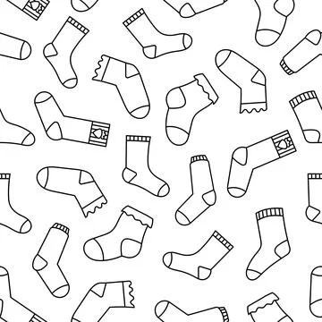 Winter socks. Seamless pattern. Coloring Page. Illustrazione stock