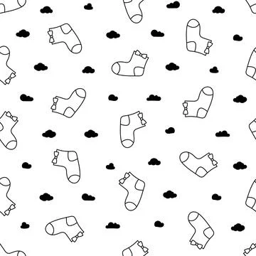 Winter socks. Seamless pattern. Coloring Page. Stock Illustration