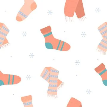 Winter socks seamless pattern. Warm socks. Winter accessories Stock Illustration