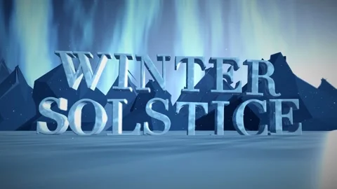 Winter Solstice Carved Ice Letters on a Frozen Lake Under Dancing Northern Stockbeeldmateriaal 343369694