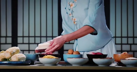 Winter Solstice Dumpling Making in Kitchen 4K Stock Footage 346395488