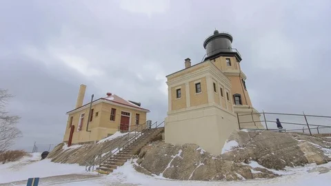 Winter Split Rock Lighthouse Stock Footage 81144133