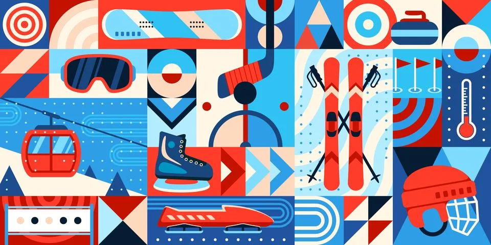 Winter sport abstract geometric pattern background Stock Illustration