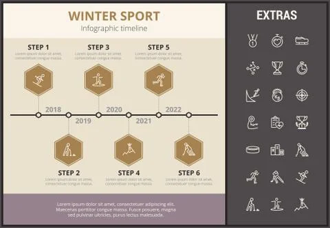 Winter sport infographic template, elements, icons Illustrazione stock