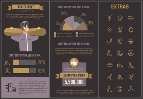 Winter sport infographic template, elements, icons Stock Illustration