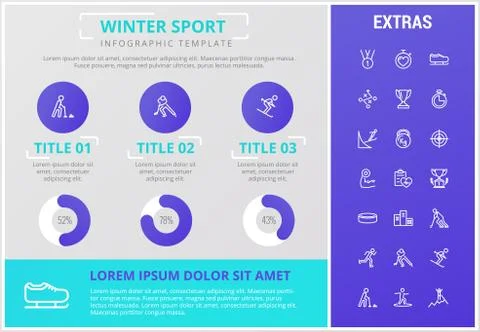 Winter sport infographic template, elements, icons Illustrazione stock