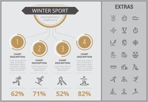 Winter sport infographic template, elements, icons Illustrazione stock