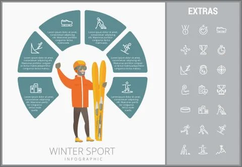 Winter sport infographic template, elements, icons Illustrazione stock
