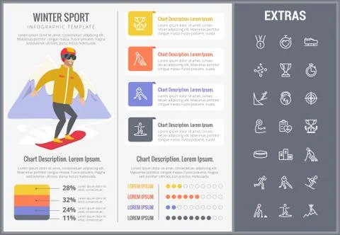 Winter sport infographic template, elements, icons 스톡 일러스트