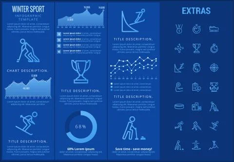Winter sport infographic template, elements, icons 스톡 일러스트