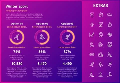 Winter sport infographic template, elements, icons Illustrazione stock