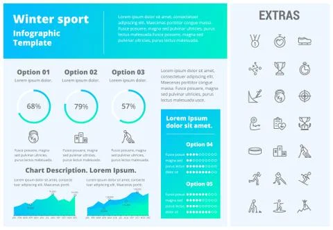 Winter sport infographic template, elements, icons Stock Illustration