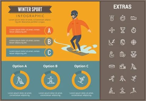 Winter sport infographic template, elements, icons イラスト素材