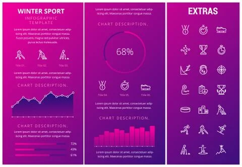 Winter sport infographic template, elements, icons イラスト素材