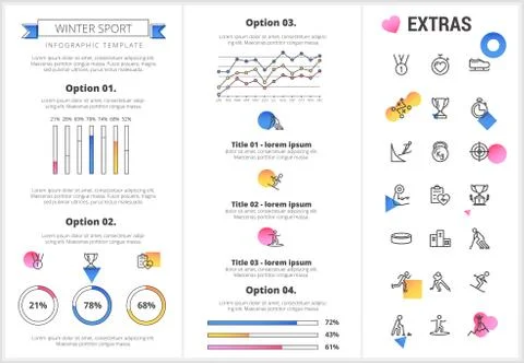 Winter sport infographic template, elements, icons Illustrazione stock