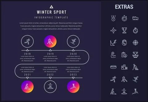 Winter sport infographic template, elements, icons Illustrazione stock