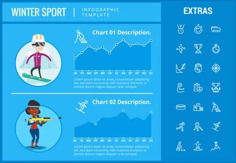 Winter sport infographic template, elements, icons 스톡 일러스트