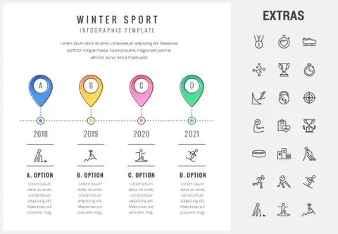 Winter sport infographic template, elements, icons Illustrazione stock