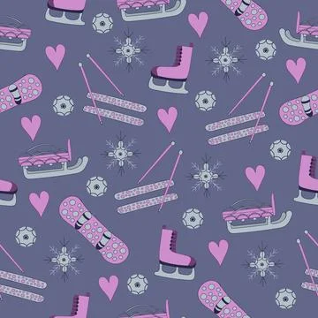 Winter sport, seamless pattern 스톡 일러스트