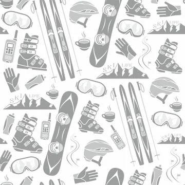 Winter sports collection pattern Stock Illustration